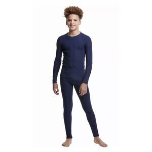 Hanes Boys Breathable Warmth crew top & pants set baselayer BLUE XL ''NEW''